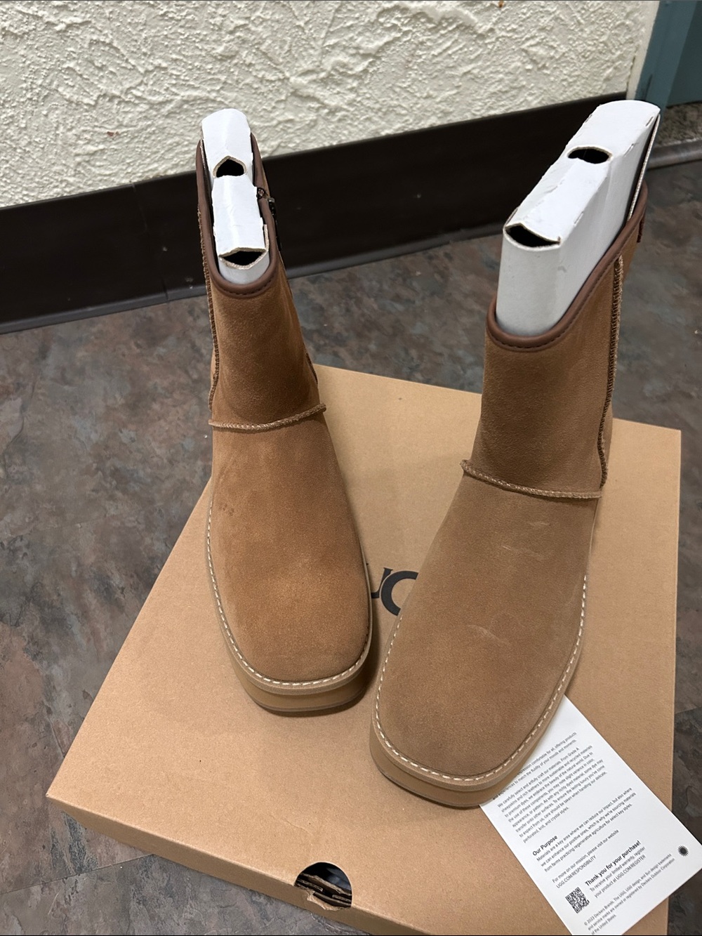 UGG Women’s CITYFUNC Chestnut Suede Mid-Calf Zip Boots BRAND NEW BOX AUTHENTIC